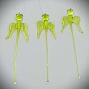 Olvasztott üvegangyal - 3 db - Zöld