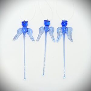 Olvasztott üvegangyal - 3 db - Kék