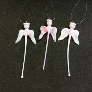 Olvasztott üvegangyal- 3 db- Rózsaszín