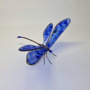 Szitakötő kerti üvegszobor kék