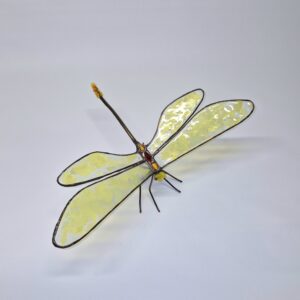 Szitakötő kerti üvegszobor sárga