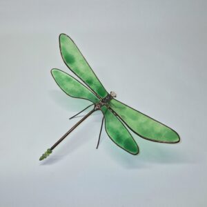 Szitakötő kerti üvegszobor zöld