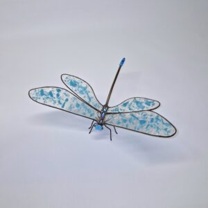 Szitakötő kerti üvegszobor türkiz